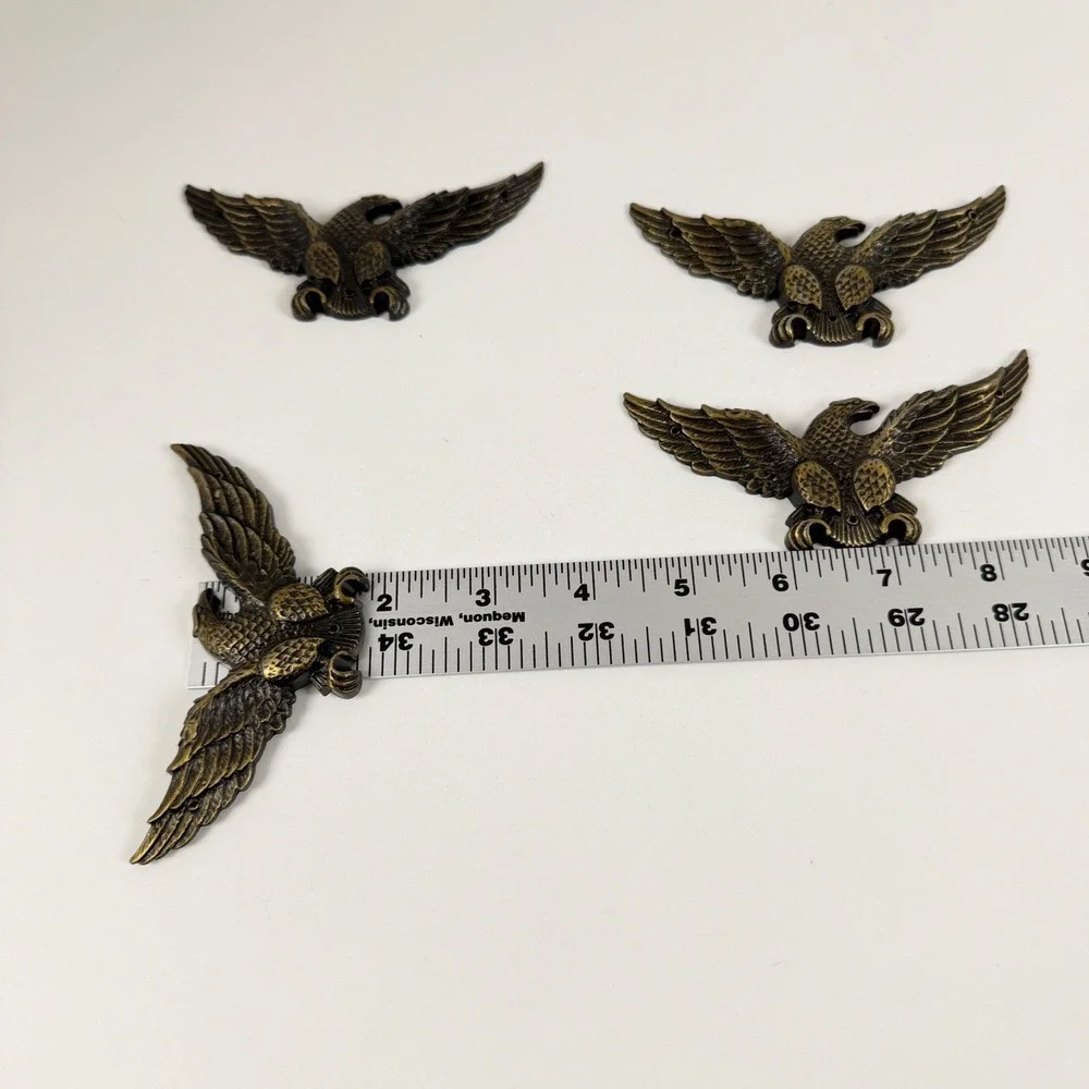 Vintage Eagle Wall Plaque Set 4 Bronze Tone Americana Decor 4.5